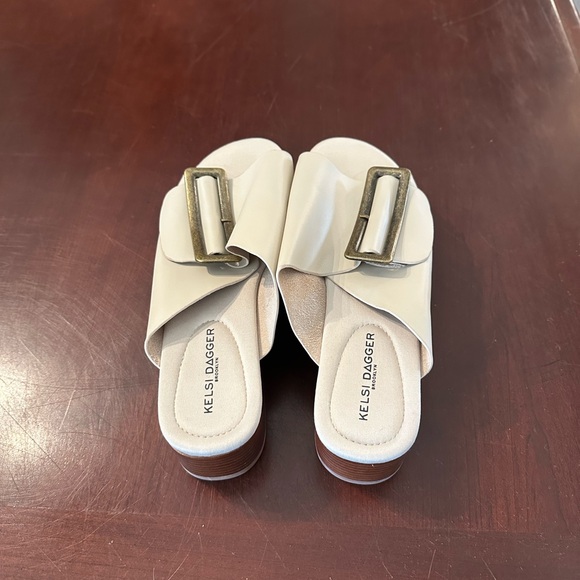 Kelsi Dagger Cream Platform Mules with Buckle - Picture 2 of 6